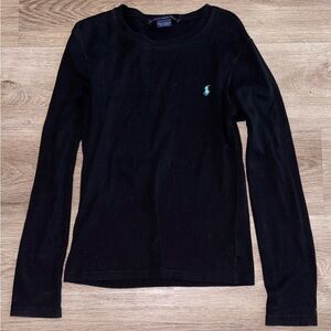 Ralph Lauren Black Long Sleeve Tee with Green Logo